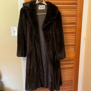 J. Aronson full length vintage mink fur coat in dark brown.